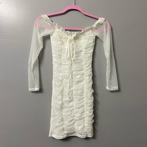 Ruffled Mini Dress Sheer Sleeves